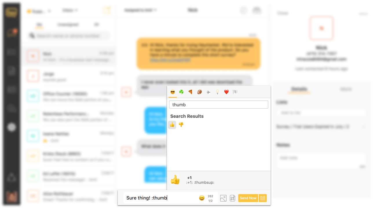 Webapp screen with emoji picker