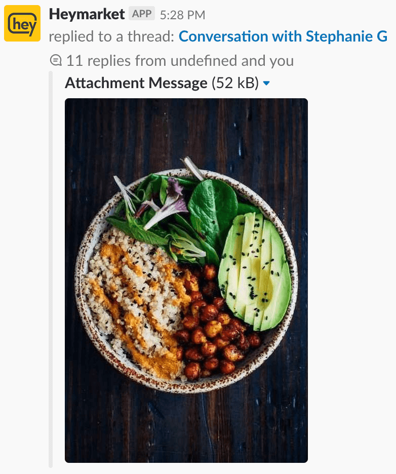 Heymarket Reply to a Thread in Slack