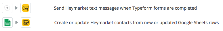 Heymarket integrates with Zapier