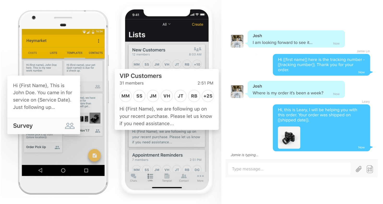Screenshot of agent view of Heymarket custom fields in surveys and lists