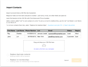 Import contacts into Heymarket