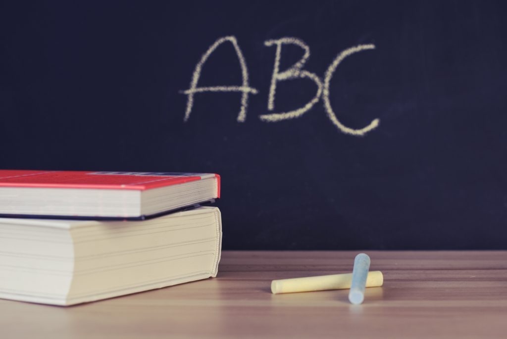 Chalkboard with ABCs.