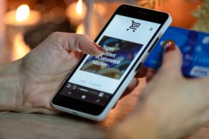 Mobile phone with eCommerce checkout.