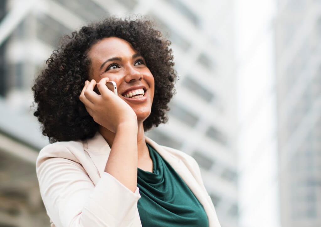 Business woman on phone.