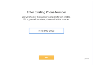 Check text enabling landline number.