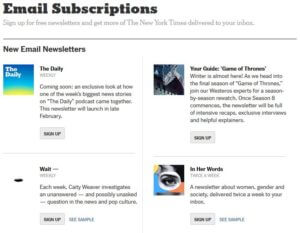 Email marketing subscription with New York Times.