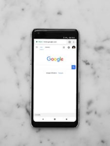 Google search on mobile phone web browser.