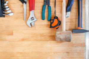 Workbench with tools