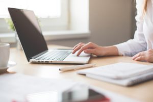 Business woman working at desk