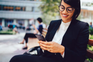 Attorney business text messaging while outside.