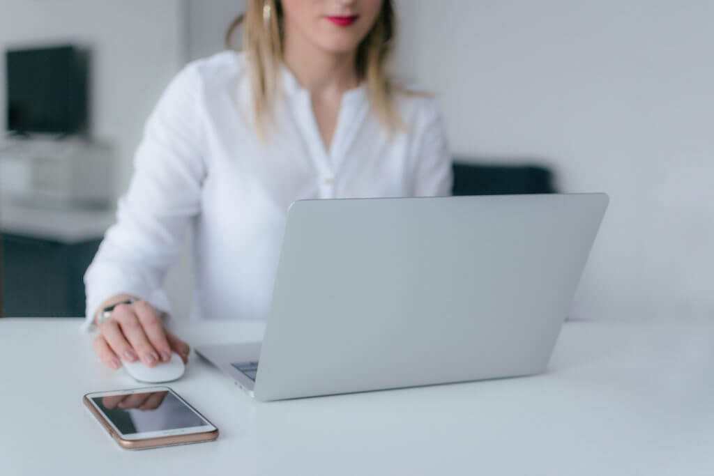 Businesswoman email and texting.