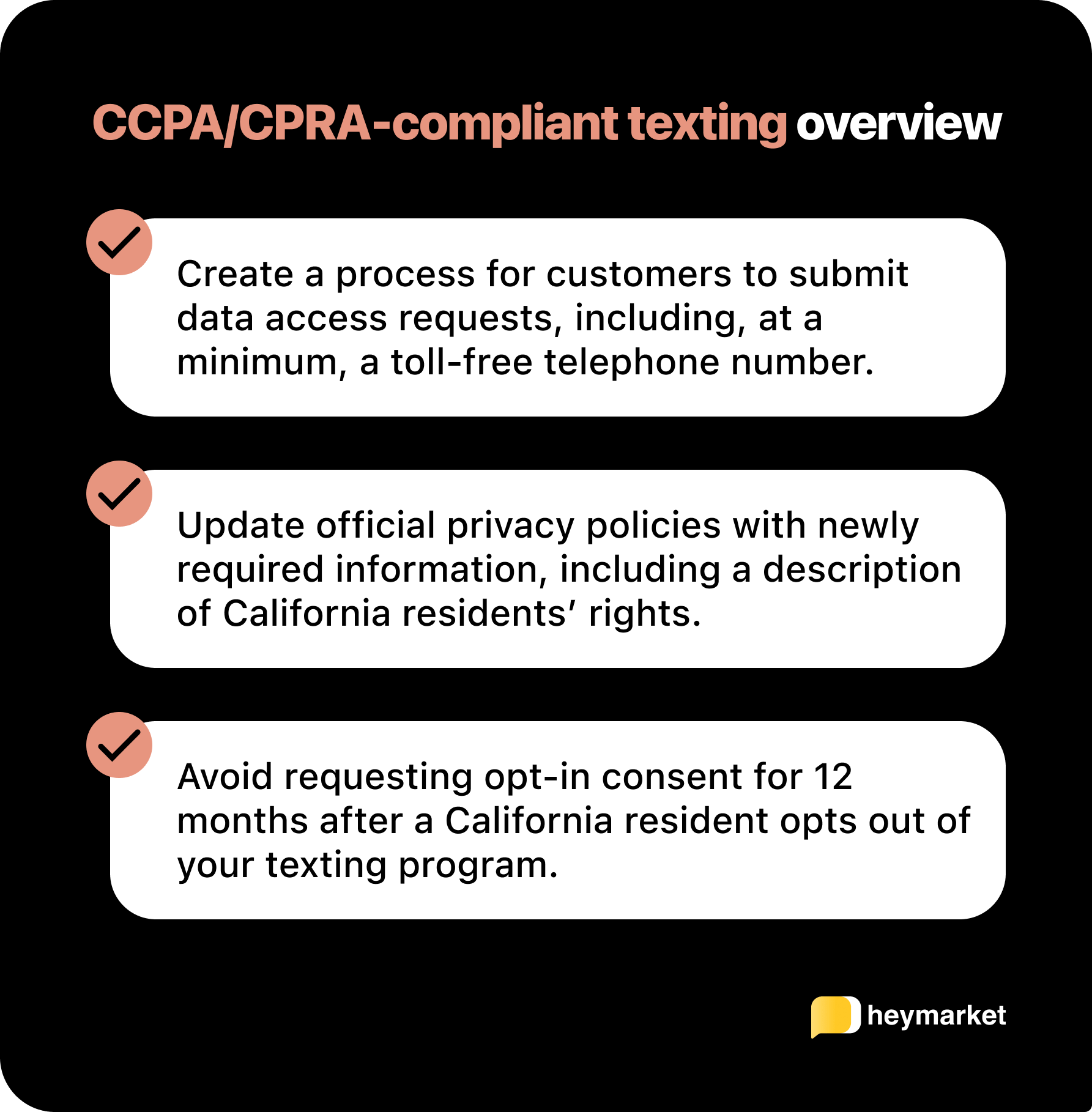 Summary of CPRA-compliant text messaging