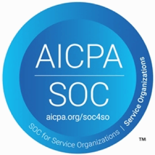 Logo; blue circle with white text saying 'AICPA SOC' and in smaller letters, 'aicpa.org/soc4so'
