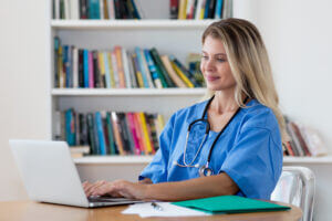 Professional using SMS for healthcare