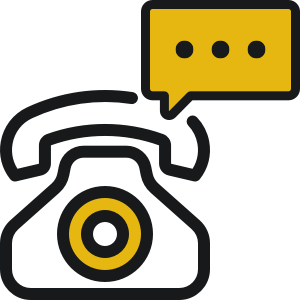 Illustration of rotary phone with messaging bubble overlaid on top