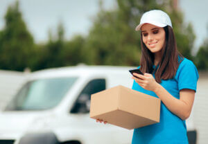 Delivery worker using dispatch text messaging