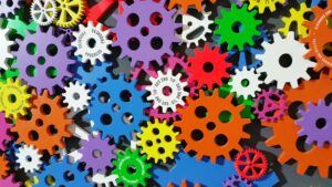 Gears symbolizing SMS automation