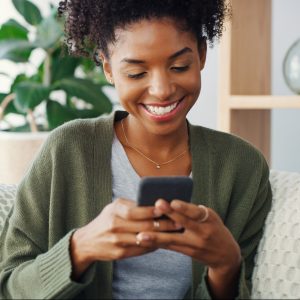 Customer reading winter SMS campaign messages