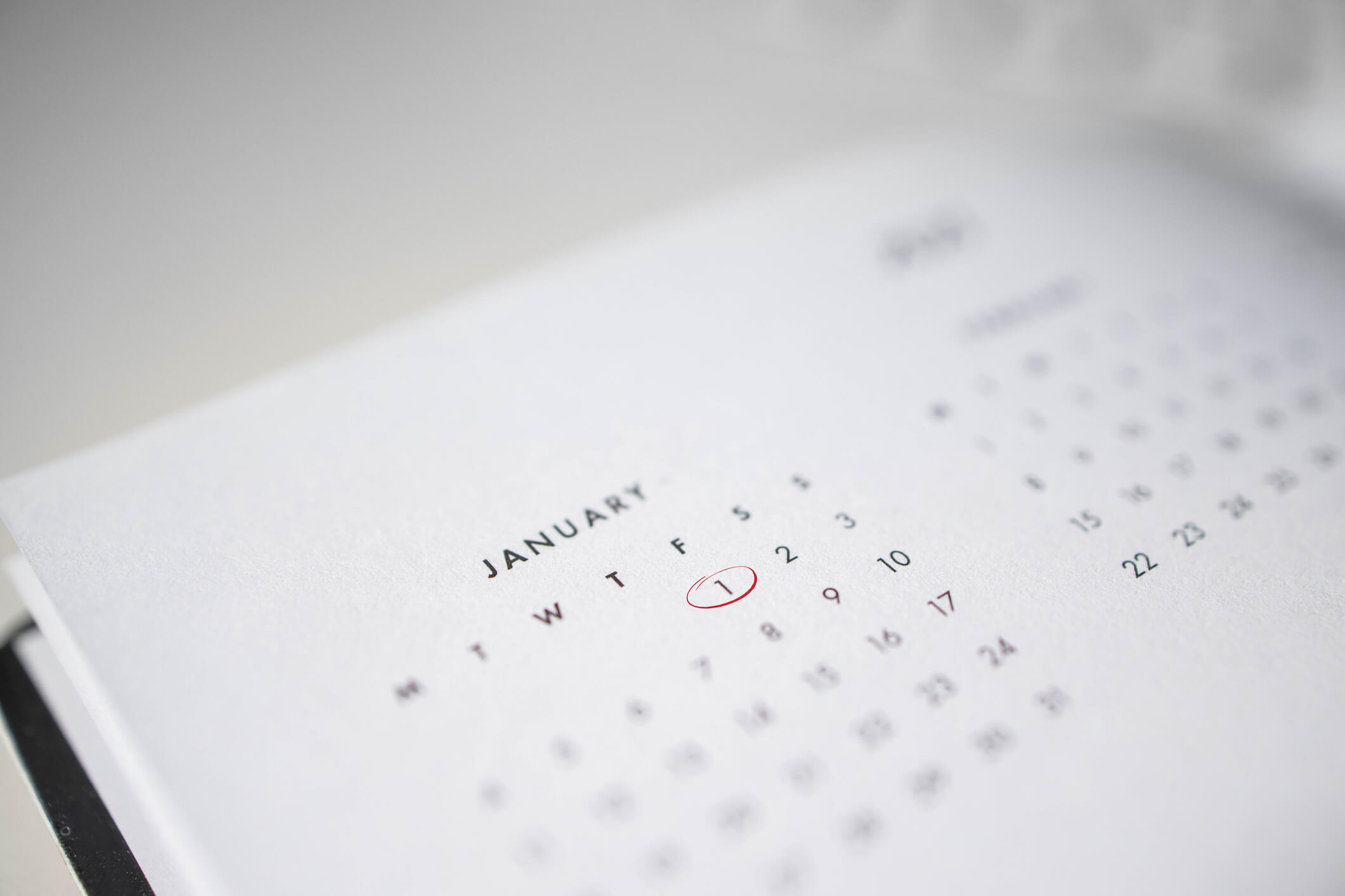 Calendar with date circled