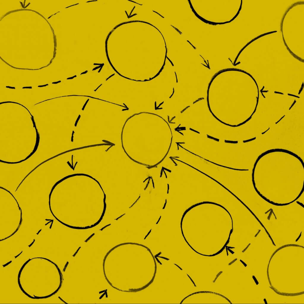 Blank flow chart illustrating creating workflows with HubSpot SMS