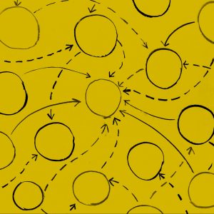 Blank flow chart illustrating creating workflows with HubSpot SMS