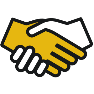 Icon of handshake to show customer loyalty