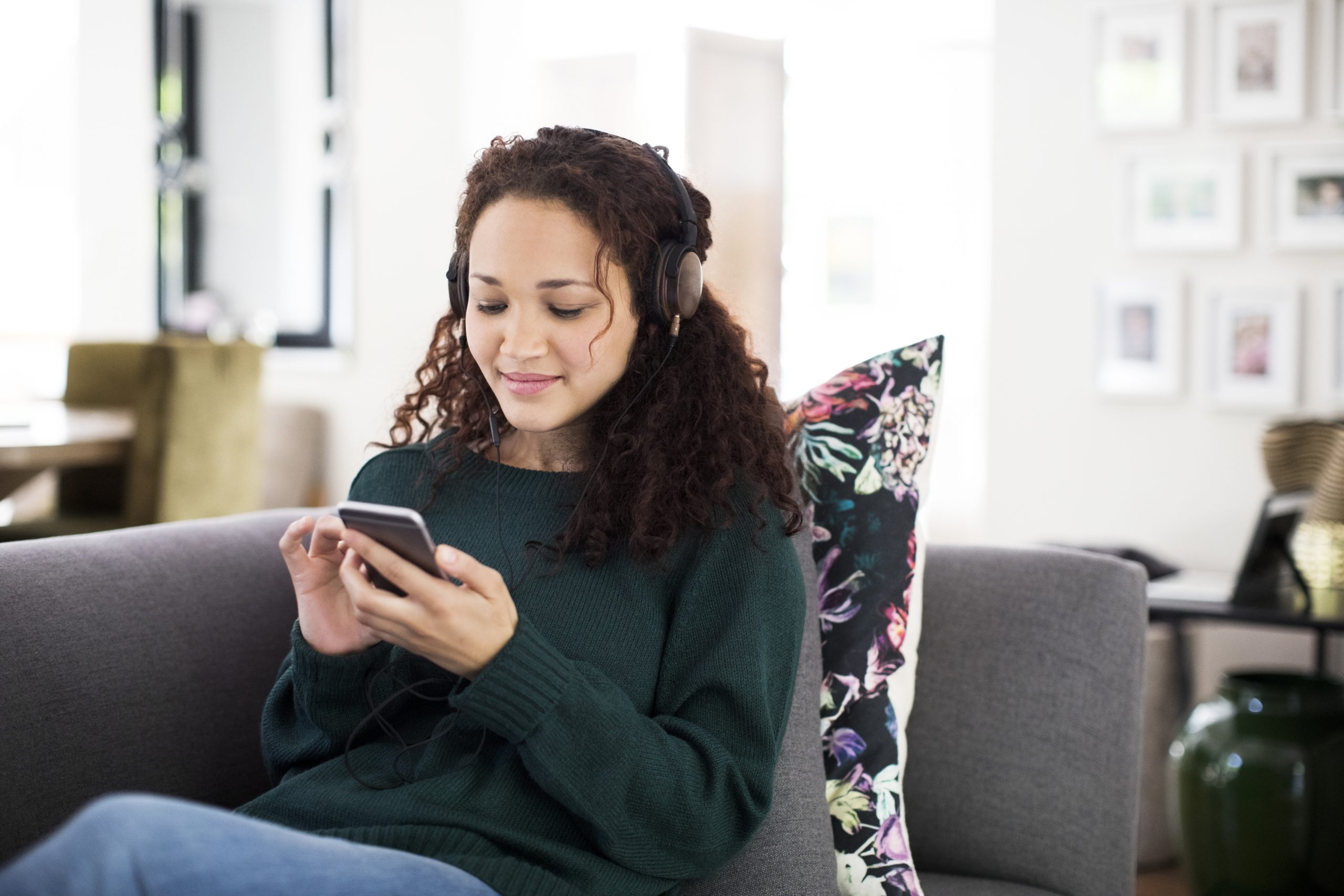Woman texting using Conversational Customer Engagement