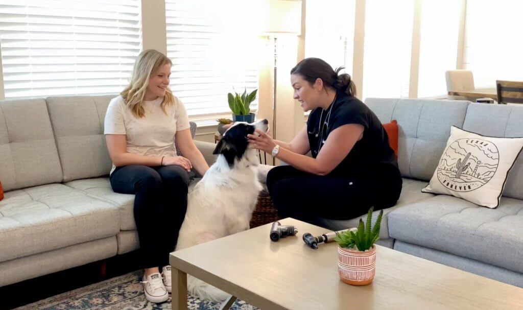 A ReadiVet veterinarian visits a pet patient's home in Dallas.