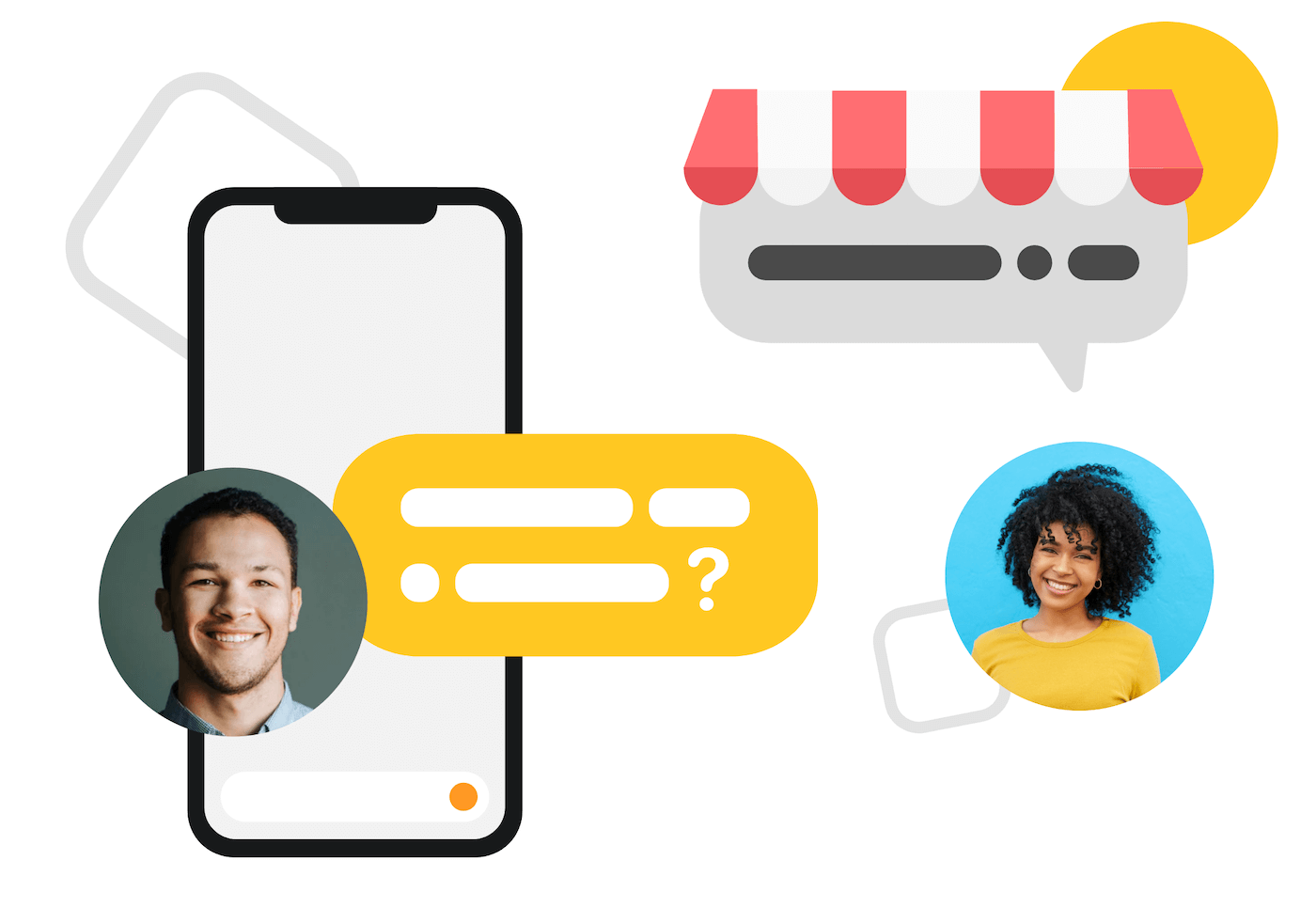 A customer chatting with a business using text messaging.