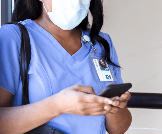 Nurse texting on a HIPAA compliant platform