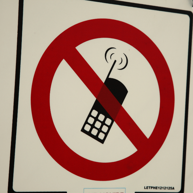 Cellphone with prohibited sign over it