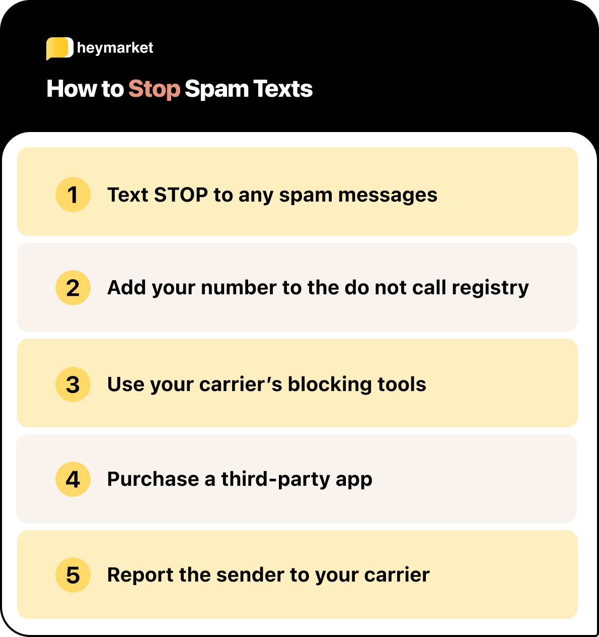 5 steps to stop spam texts