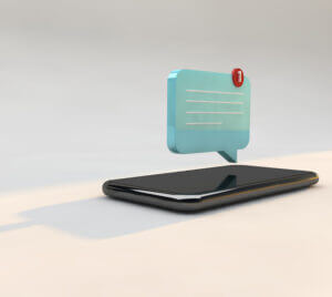 Mobile phone with illustration of a push notification