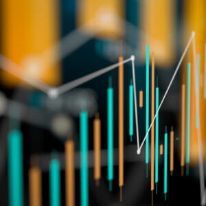 Bar graphs on a screen to represent sales KPIs