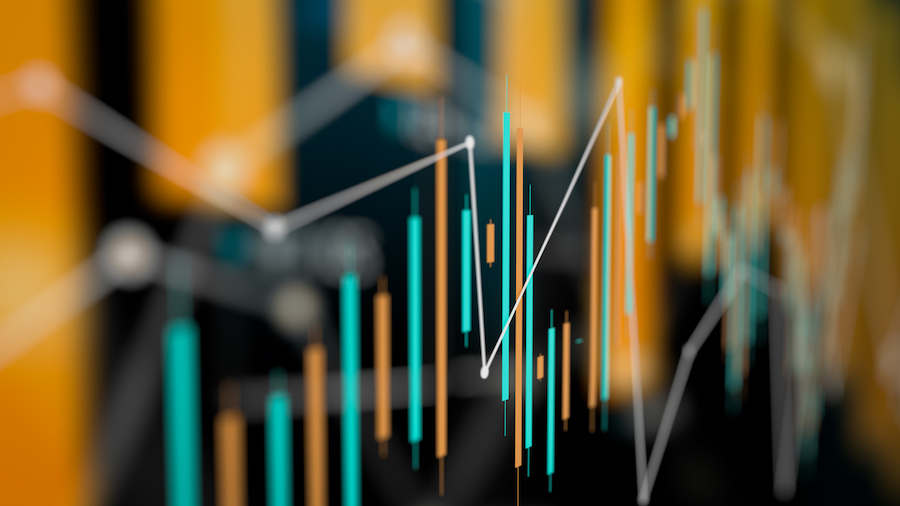 Bar graphs on a screen to represent sales KPIs