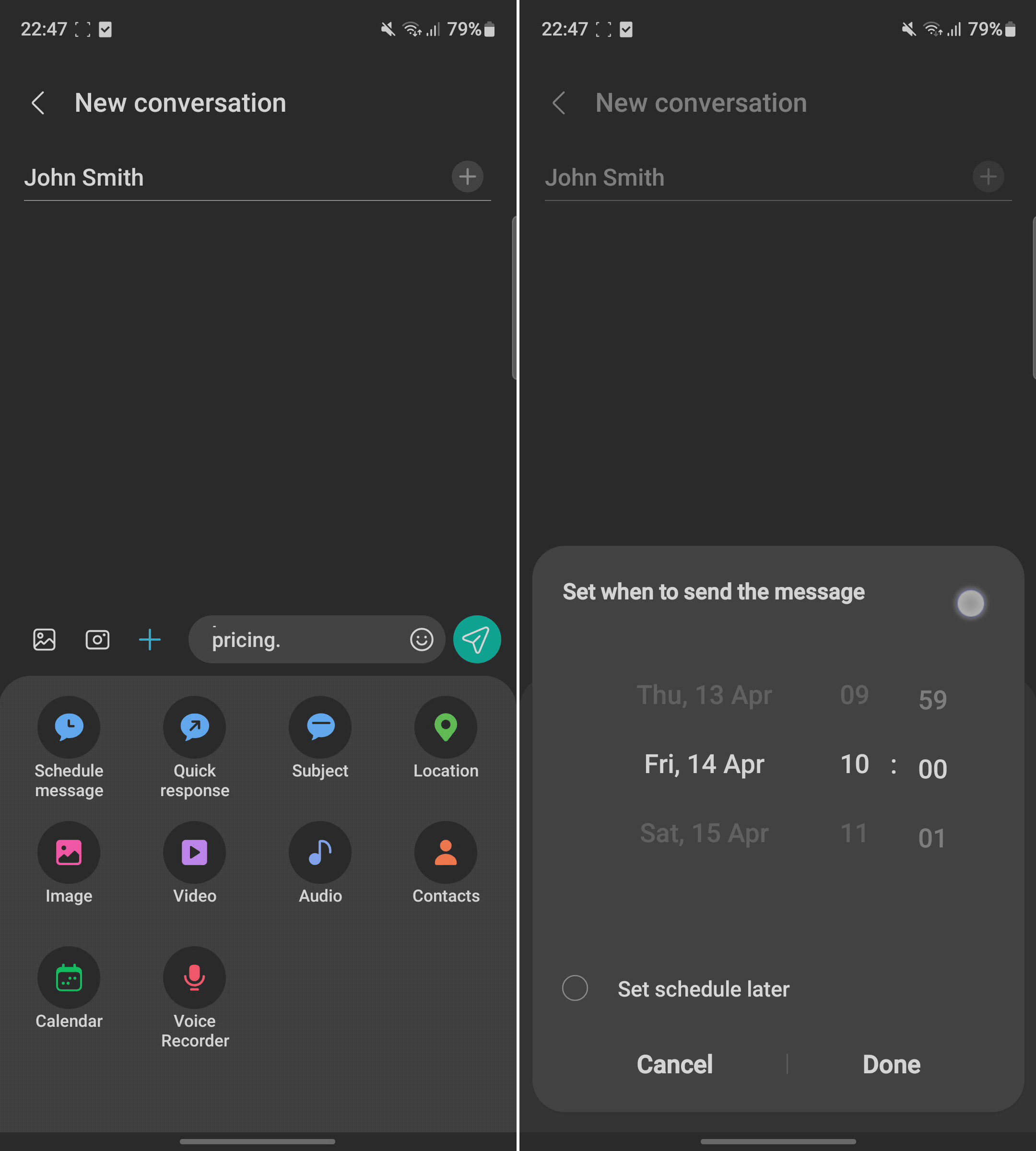 How to schedule a text on Samsung