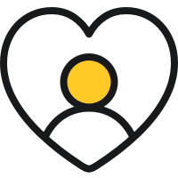 Icon of person in heart shape