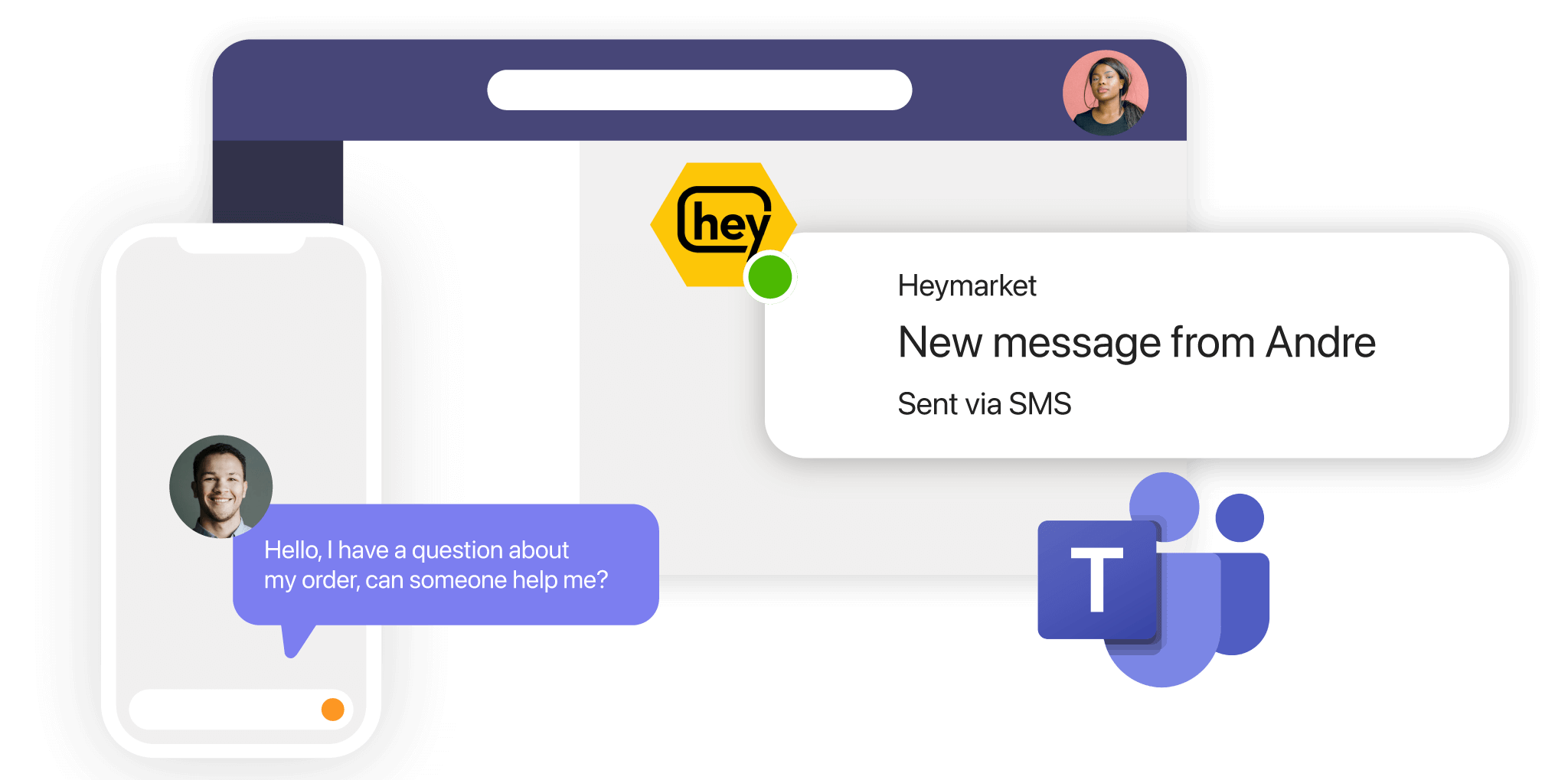 send a text message from ms teams