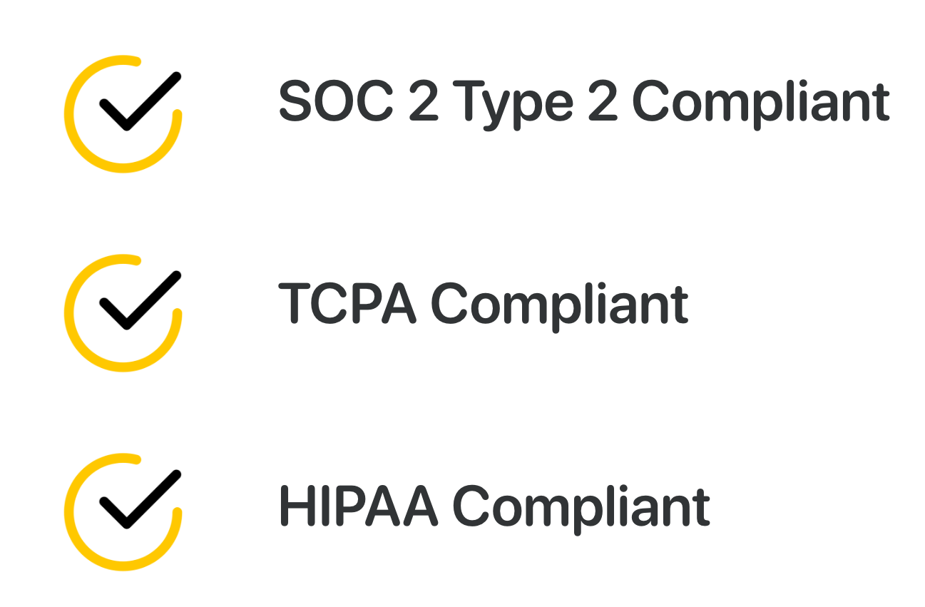 Heymarket texting is Soc 2 Type 2, TCPA, and HIPAA compliant