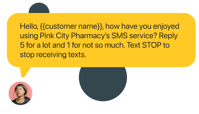 A business sending a text message survey to get customer feedback