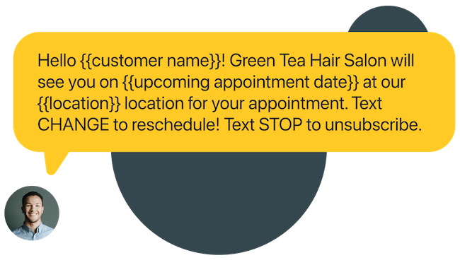 Example of a text reminder telling a customer their appointment is coming up