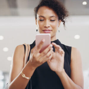Woman sending a business text