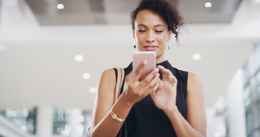 Woman sending a business text