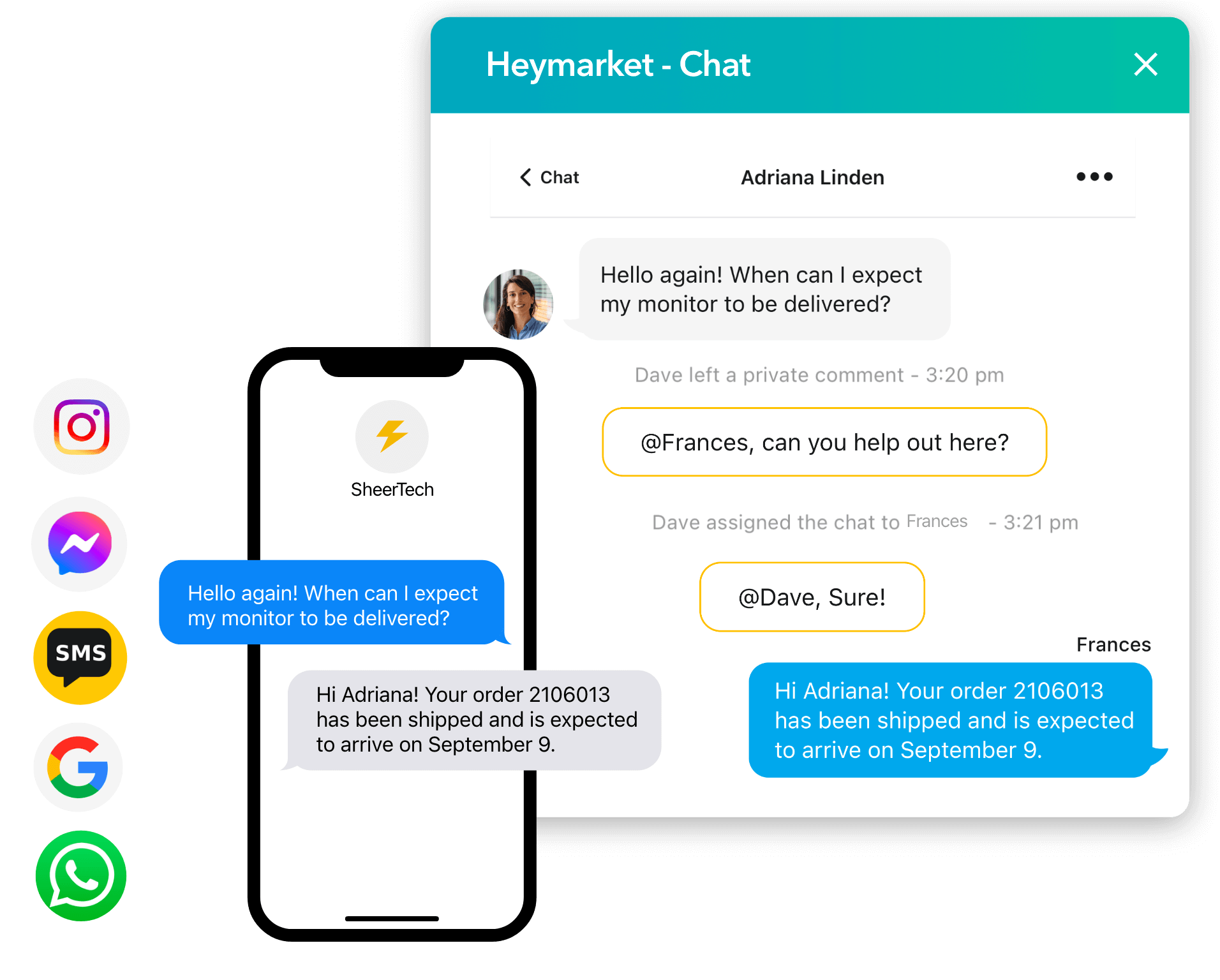 Heymarket's HubSpot integration supports omnichannel messaging