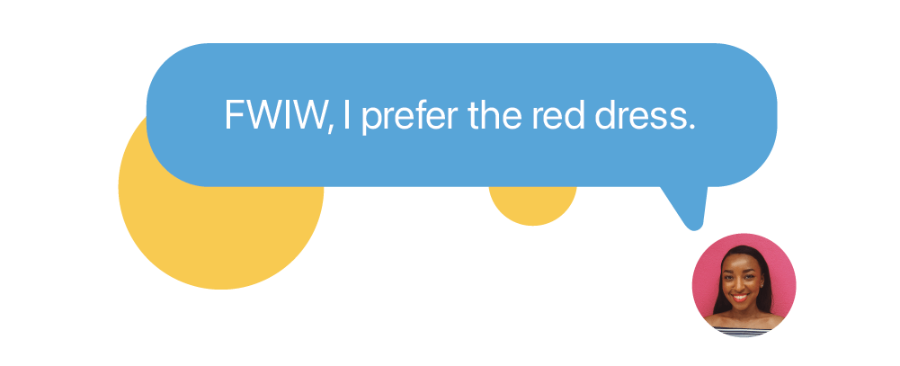 Text using the acronym FWIW
