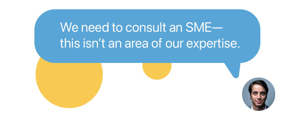 Text message with the abbreviation SME or "subject matter expert"