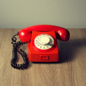 Landline phone on a desktop