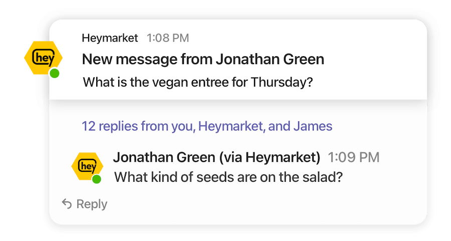 Responding to a text message in Microsoft Teams