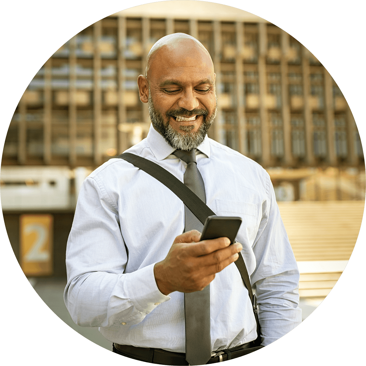 Businessman on his phone using sms resources for lawyers