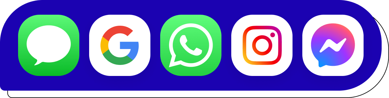 Logos for messaging channels including Apple Messages for Business, Google's Business Messages, Instagram, and Facebook Messenger